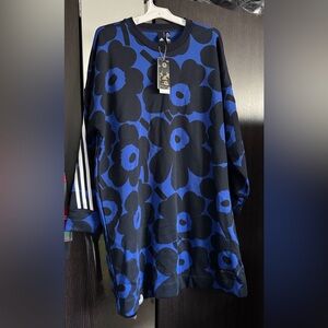 Adidas Marimekko Women Long Sleeve Dress in Bold Blue, Size XL